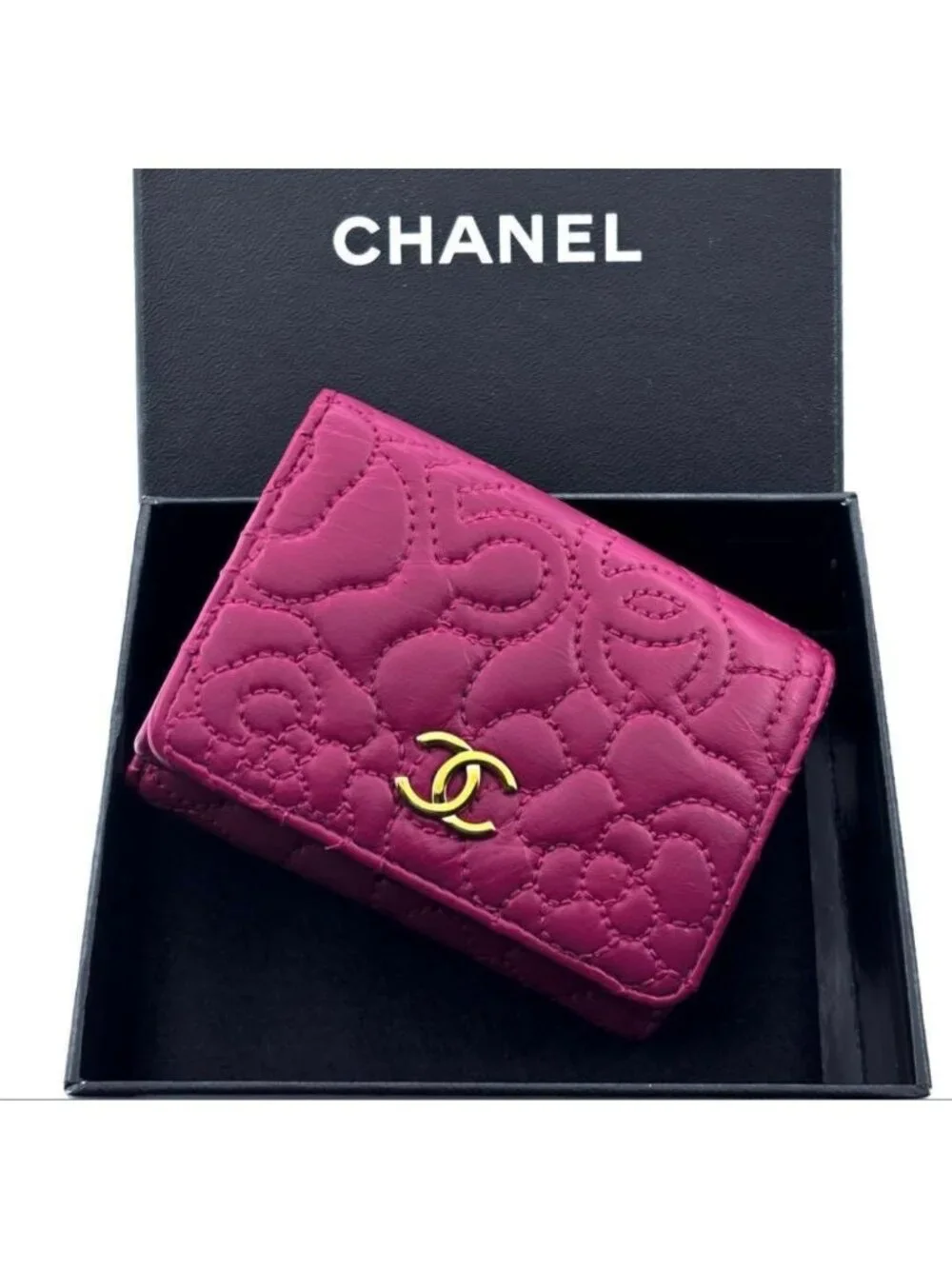 Chanel Wallet Camellia No 5 Stitch Trifold Compact